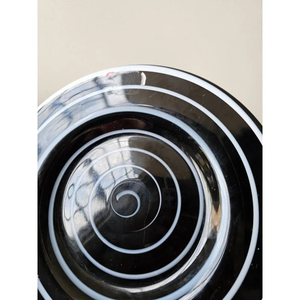 Pier 1 swirl black plate‎ art white unique retired